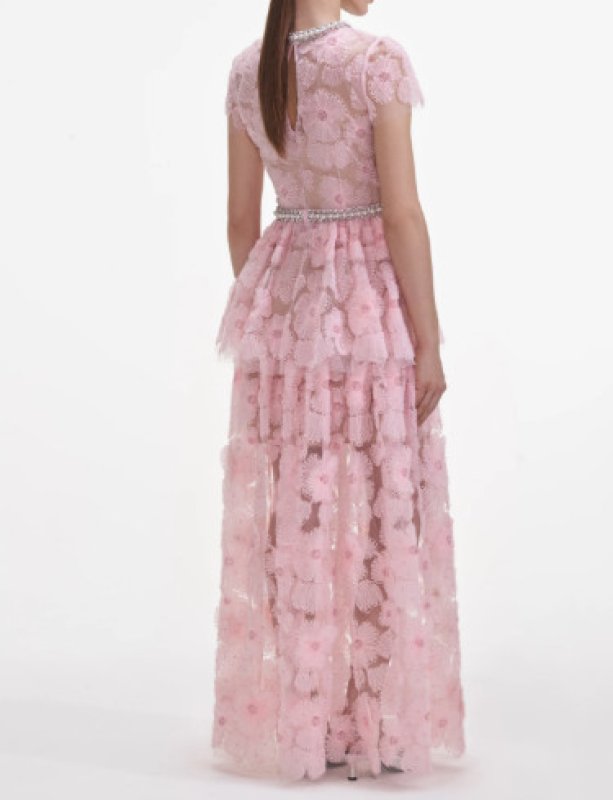 画像2: Self Portrait エンベリッシュド チュール マキシドレス｜パーティー・フォーマル｜ピンク (2)