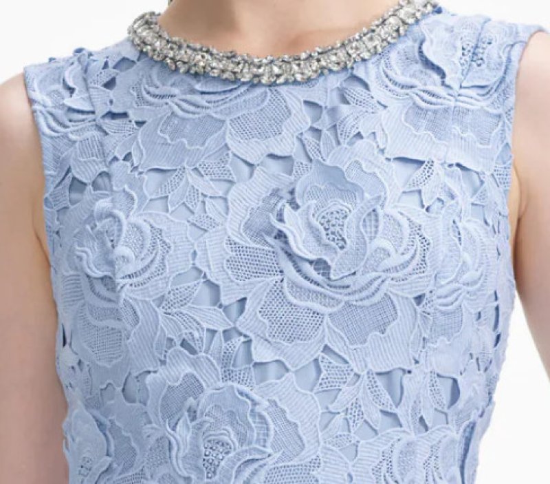 画像4: 【IVE ウォニョン着用】Self Portrait フラワーレース ミニドレス｜パーティー・イベント｜ブルー (4)