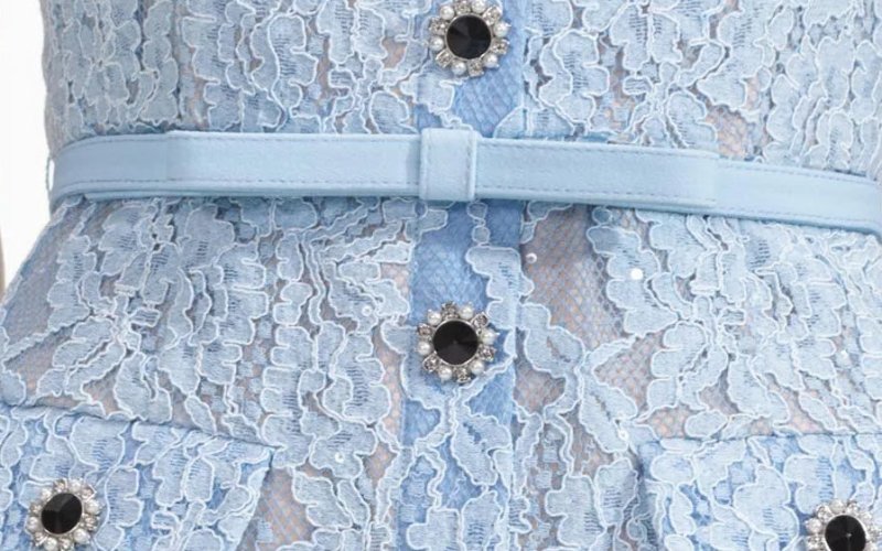 画像4: Self-Portrait ブルーレース ボタン ミディドレス｜上品エレガンス・フォーマル対応 (4)