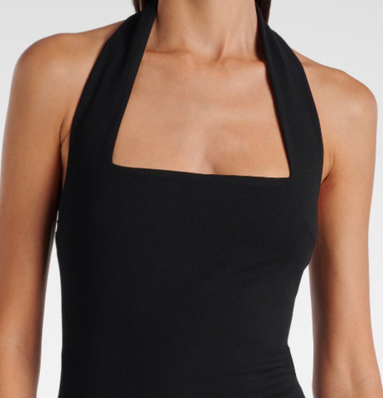 画像4: 【IVE ウォニョン着用】Solace London クレープ ホルターネック ロングドレス｜フォーマル・ガウン｜ブラック (4)