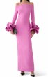 画像1: Solace London オフショルダー ロングドレス｜ラッフルスリーブ ガウン｜ベリーピンク (1)