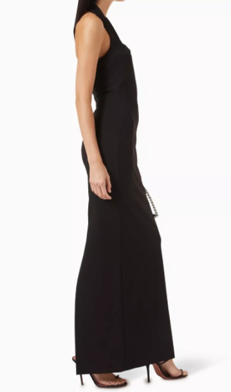 画像3: 【IVE ウォニョン着用】Solace London クレープ ホルターネック ロングドレス｜フォーマル・ガウン｜ブラック (3)