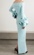 画像3: Solace London オフショルダー ロングドレス｜ラッフルスリーブ ガウン｜ブルー (3)