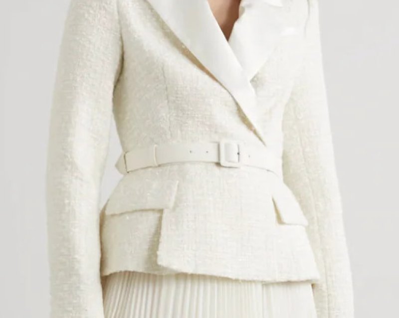 画像4: 【キャサリン妃・イヴァンカ・トランプ愛用】Self Portrait ブークレ×プリーツ レイヤードドレス｜ホワイト エレガントドレス 09141 (4)