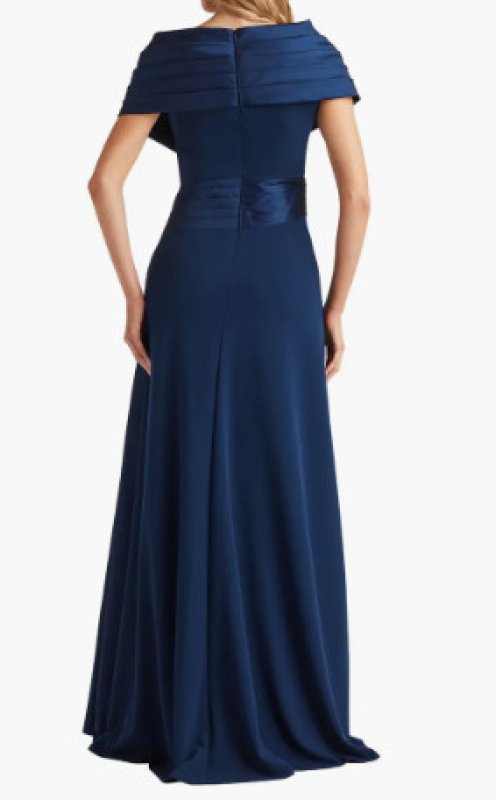 画像2: Tadashi Shoji  タダシショージ   　Milica Draped Portrait Collar Gown ネイビー (2)