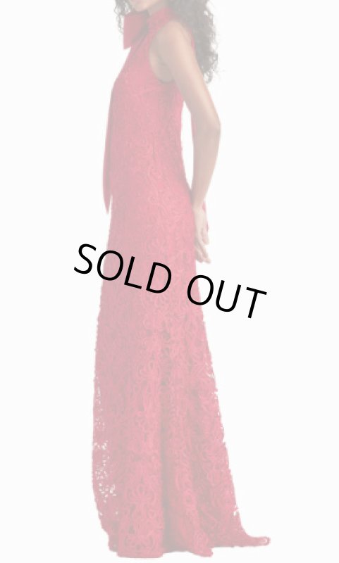 画像3: Tadashi Shoji タダシショージ 赤 レッド  Iria ホルターネック レース ロングドレス｜演奏会、イブニング、パーティー (3)