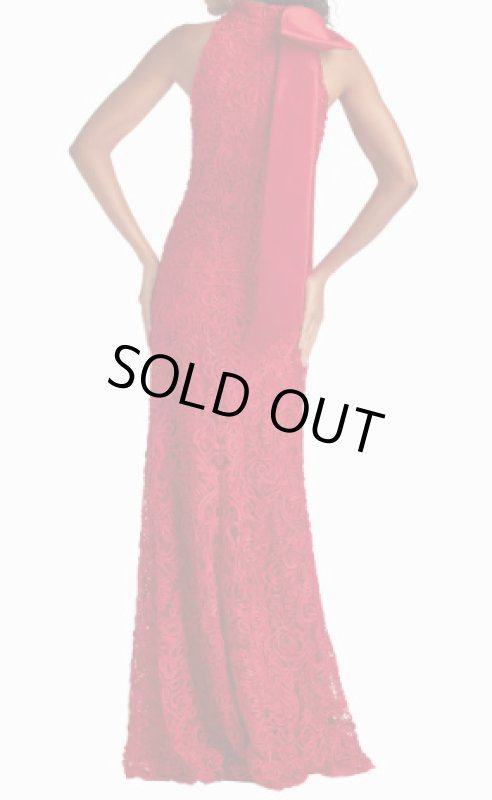 画像2: Tadashi Shoji タダシショージ 赤 レッド  Iria ホルターネック レース ロングドレス｜演奏会、イブニング、パーティー (2)