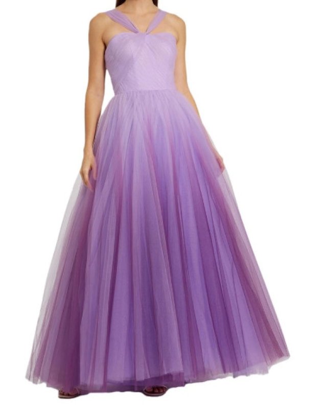 画像1: セール！Mac Duggal マックドゥガル｜Cross Front Strap Ombre Tulle Gown  (1)