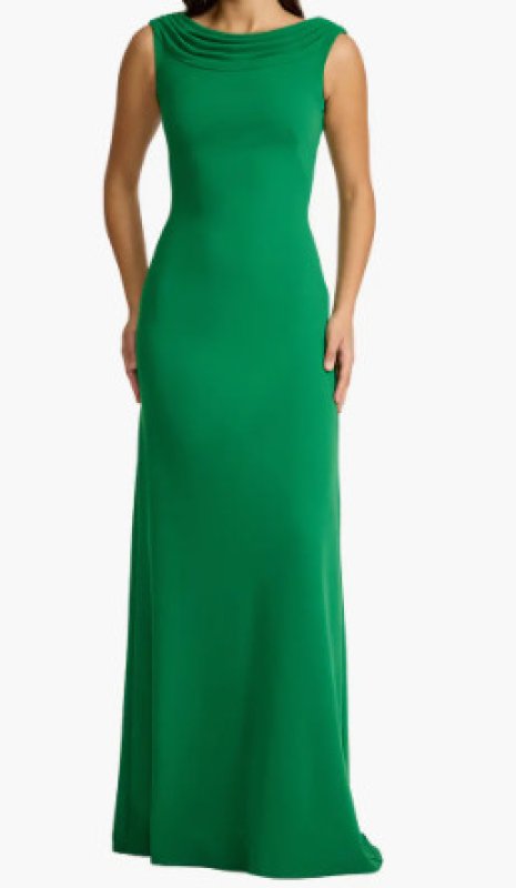 画像1: Tadashi Shoji タダシショージ　Plaza Drape Back Gown   グリーン (1)