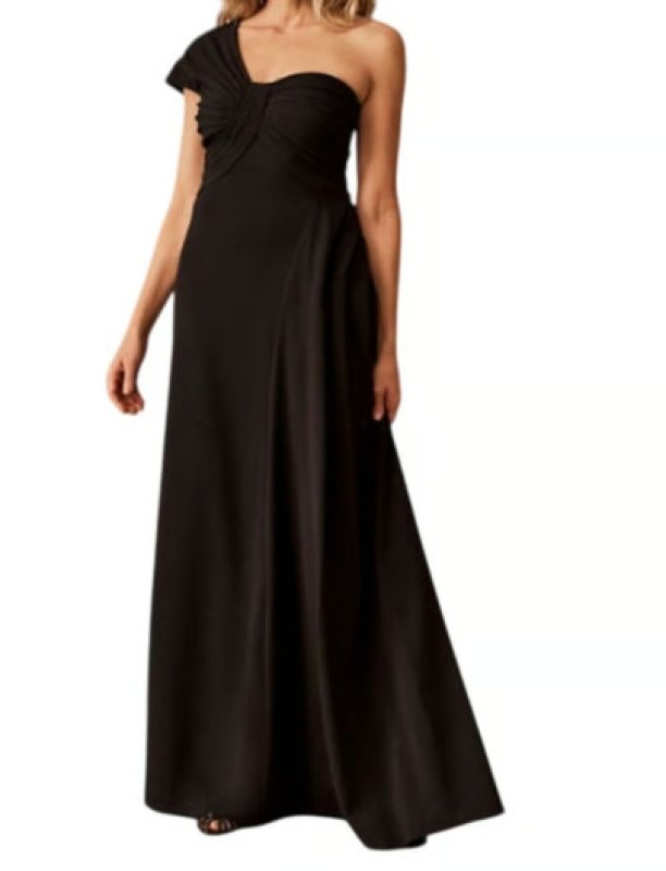 画像1: Tadashi Shoji タダシショージ   AYELET ワンショルダーGown　ブラック (1)