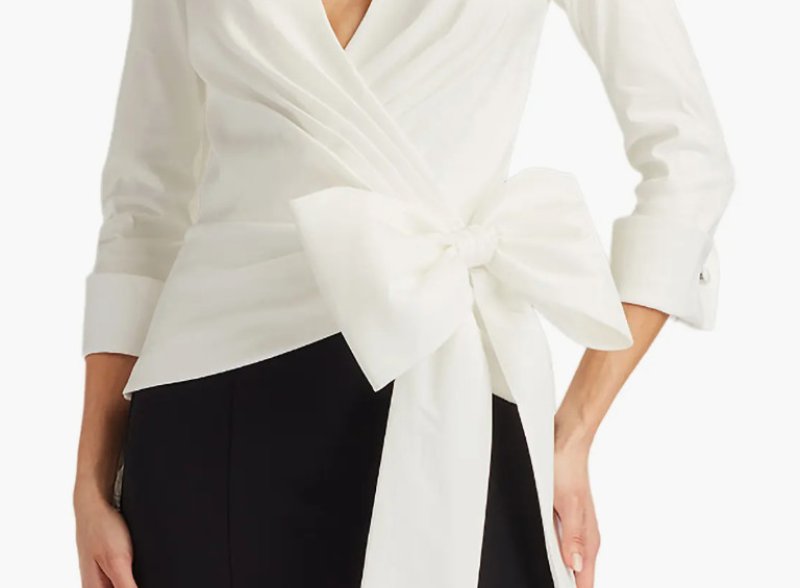 画像4: Tadashi Shoji  タダシショージ   Sarma Wrap Bow Gown ブラック、ホワイト (4)