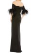 画像2: Mac Duggal マックドゥガル フェザートリム コラムロングドレス｜ブラック イブニングガウン (2)
