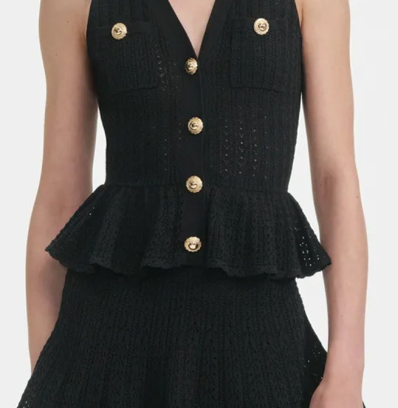 画像4: 【BLACKPINK ジス着用】Self Portrait ポインテール ニット ミニドレス ブラック (4)