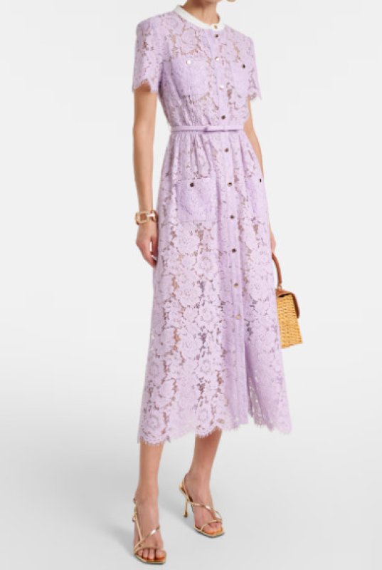 画像1: Self Portrait セルフポートレート ベルト付き レースドレス パープル｜Belted Lace Midi Dress (1)