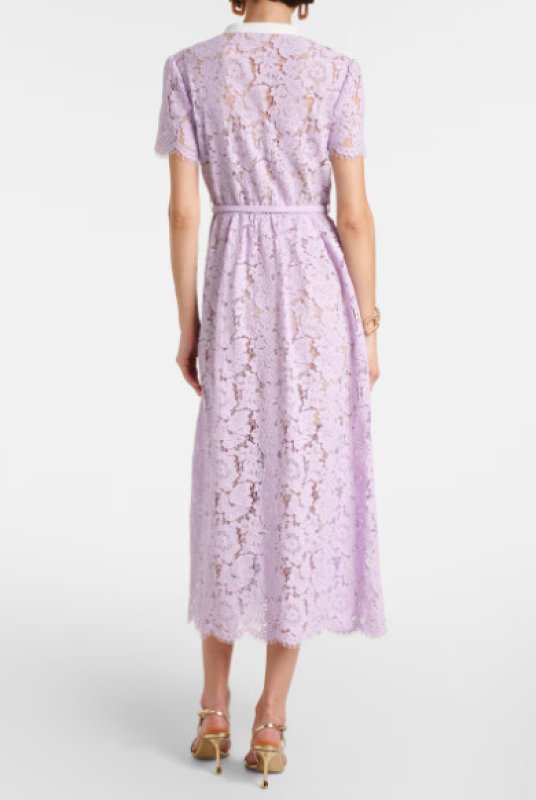画像2: Self Portrait セルフポートレート ベルト付き レースドレス パープル｜Belted Lace Midi Dress (2)