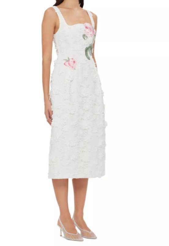 画像3: Leo Lin（レオリン）Larissa エンブロイダリーレース ミディドレス｜ホワイト フローラル刺繍 (3)