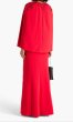画像4: 2/1までセール！Marchesa Notte ケープスリーブ ビジュー ロングドレス レッド (4)