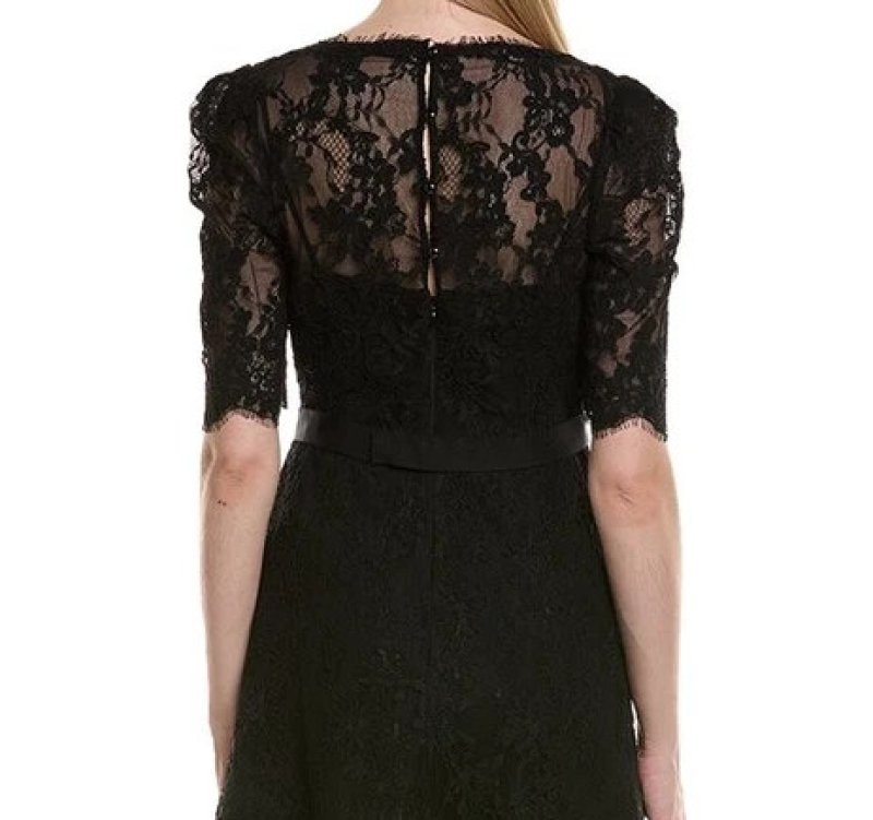 画像4: Teri Jon by Rickie Freeman ブラックレース ミディドレス｜上品フォーマル・パーティー対応 (4)