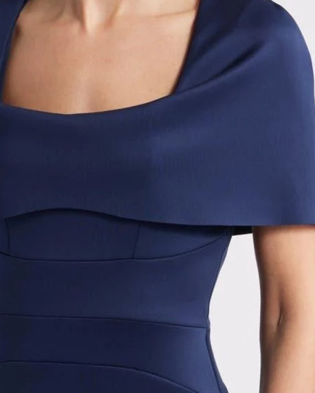 画像4: セール！Black Halo Bernice ミディドレス｜知的で洗練された大人のネイビーワンピース (4)