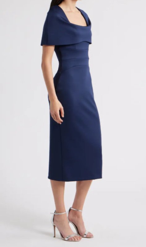 画像2: セール！Black Halo Bernice ミディドレス｜知的で洗練された大人のネイビーワンピース (2)