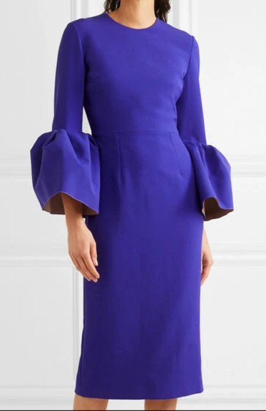 画像2: ROKSANDA マーゴット ベルスリーブ シース ミディドレス｜パープル・ブルー (2)