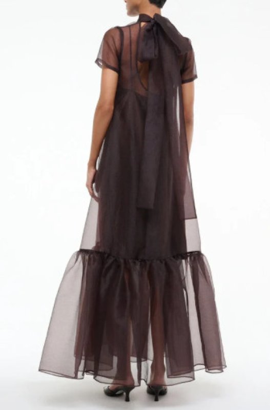 画像2: STAUD スタウド　Calluna オーガンジーマキシドレス｜ブラウン シアーロングドレス (2)