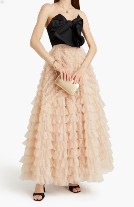画像1: 2/8までセール、REDValentino ストラップレス タフタ×チュール ティアードガウン｜ラグジュアリーパーティードレス (1)