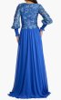 画像2: Tadashi Shoji タダシショージ Dansby 刺繍 ビショップスリーブ ロングドレス（ブルー） (2)