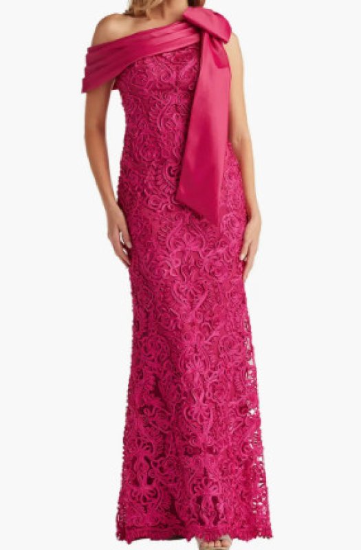 画像1: Tadashi Shoji タダシショージ  Lorne ワンショルダー ロングドレス　ピンク (1)