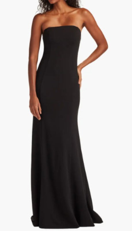 画像1: Tadashi Shoji Parmer バックボウ ストラップレス ロングドレス　ブラック×ホワイト (1)