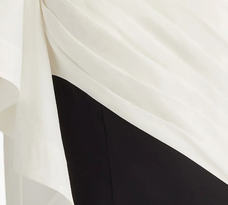 画像4:  Tadashi Shoji  タダシショージ Santa Fe ドレープワンショルダー ロングドレス（ホワイト、ブラック） (4)