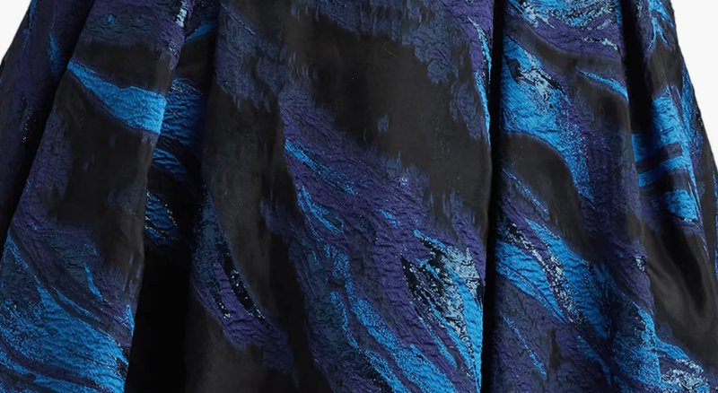 画像4: Tadashi Shoji タダシショージ Valora ストラップレス ジャカード ボールガウン ネイビー、ブルー (4)