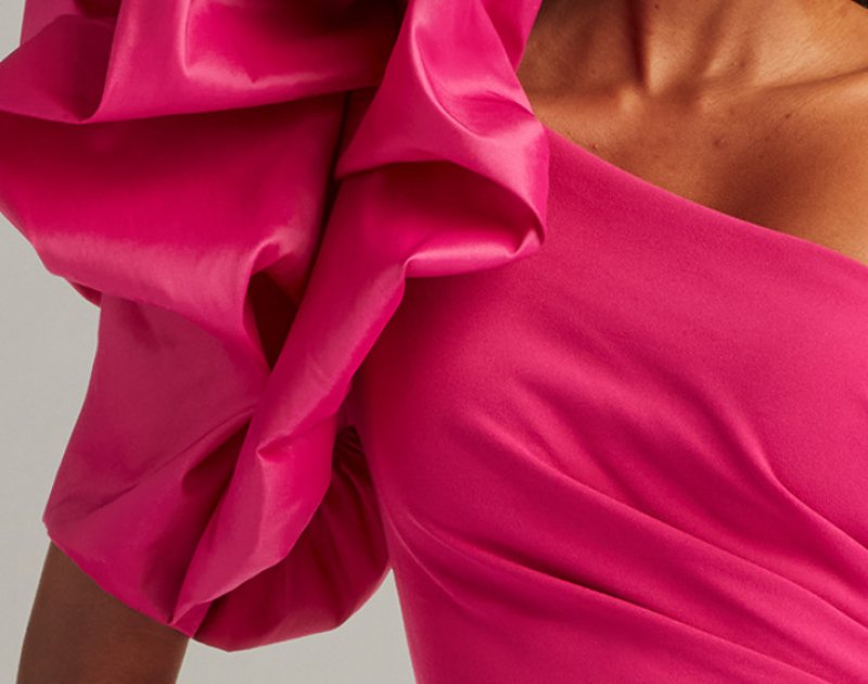 画像4:  Tadashi Shoji  タダシショージ  Romay ワンショルダー ロングドレス　ピンク (4)