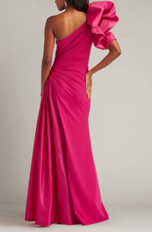 画像2:  Tadashi Shoji  タダシショージ  Romay ワンショルダー ロングドレス　ピンク (2)