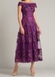 画像1: Tadashi Shoji  タダシショージ  Adriane オフショルダー花柄レースドレス　パープル系  41101 (1)