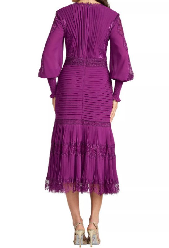 画像2: Tadashi Shoji タダシショージ  NYSSA  Pin-Tuck Long Sleeve Midi Dress　パープル (2)