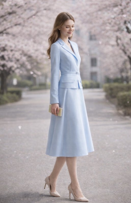 画像10: 即発！Self Portrait セルフポートレート テーラード タフタ ミディドレス（ブルー／ベルト付き） 11081 (10)