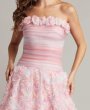 画像4: セール！Tadashi Shoji タダシショージ  AKINA ロゼット アップリケミニドレス　ピンク系  41501 (4)