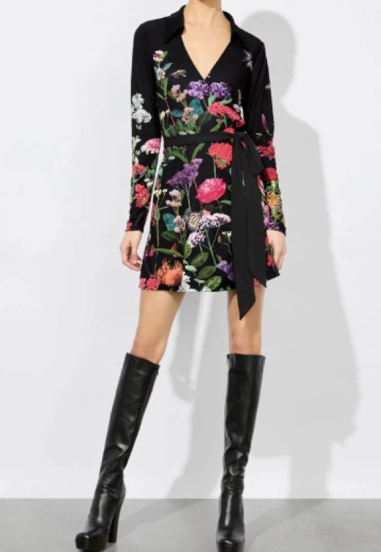 画像1: 【ドラマ使用】Alice + Olivia アリスアンドオリビア  Millicent 花柄 ラップ ミニドレス (1)