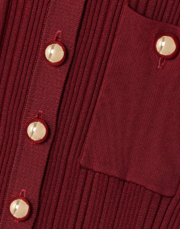 画像3: 【テレビ使用】Self-Portrait セルフポートレート Ribbed Knit Midi Dress バーガンディー (3)