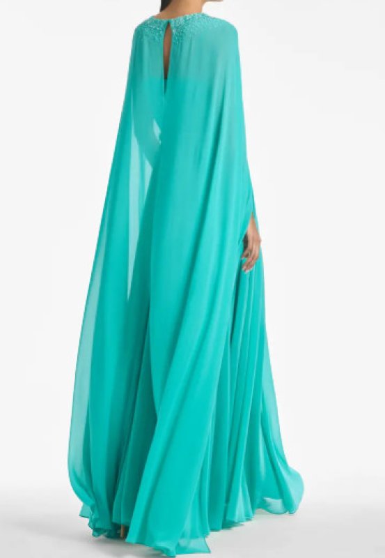 画像2: Sachin & Babi Lavina ブルー ケープ付き 2wayロングドレス｜ロングガウン フォーマル・演奏会ドレス (2)