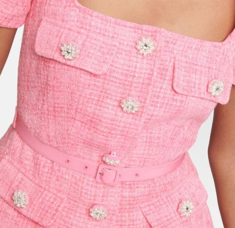 画像3: 【テレビ使用】Self Portrait セルフポートレート ベルト付きプリーツミディドレス ピンク  (3)