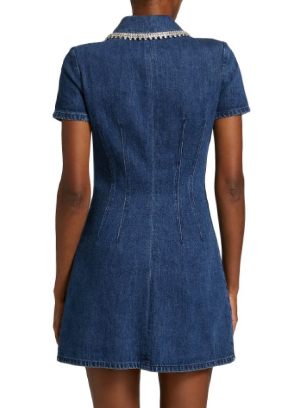 画像3: 【IVE ウォニョン着用】 Self Portrait セルフポートレート　クリスタル装飾 デニムミニドレス (3)