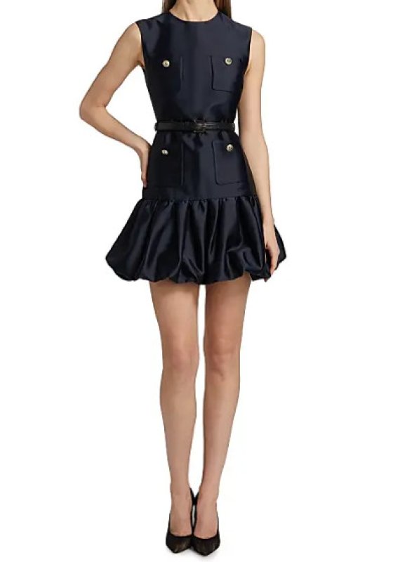 画像1: 【BLACKPINK ジス着用】 Self Portrait セルフポートレート　ベルト付きバブルヘム ミニドレス (1)