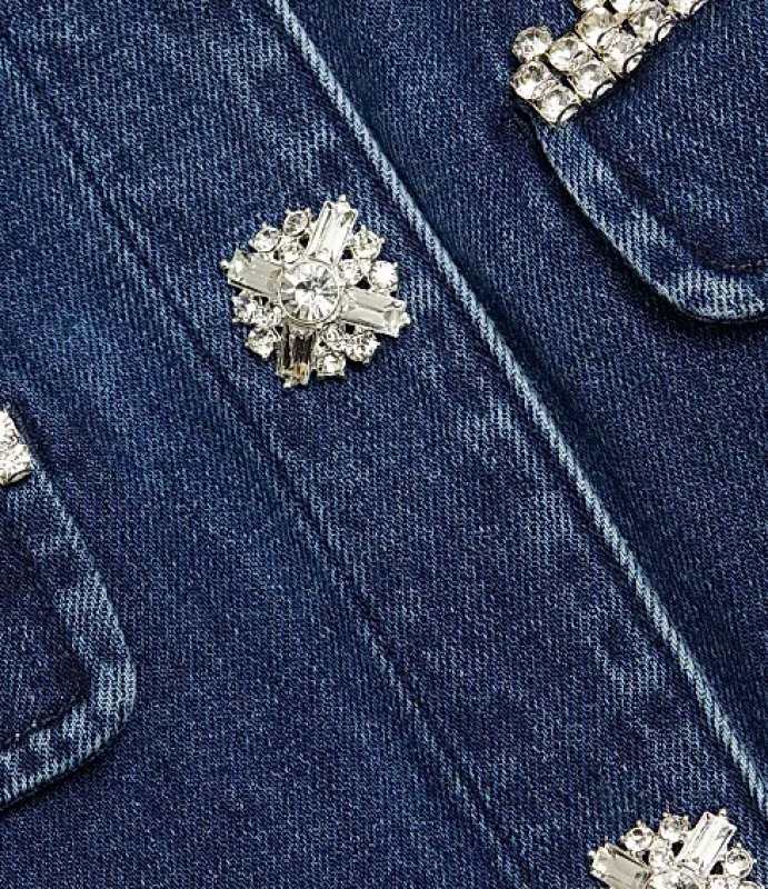 画像5: 【IVE ウォニョン着用】 Self Portrait セルフポートレート　クリスタル装飾 デニムミニドレス (5)