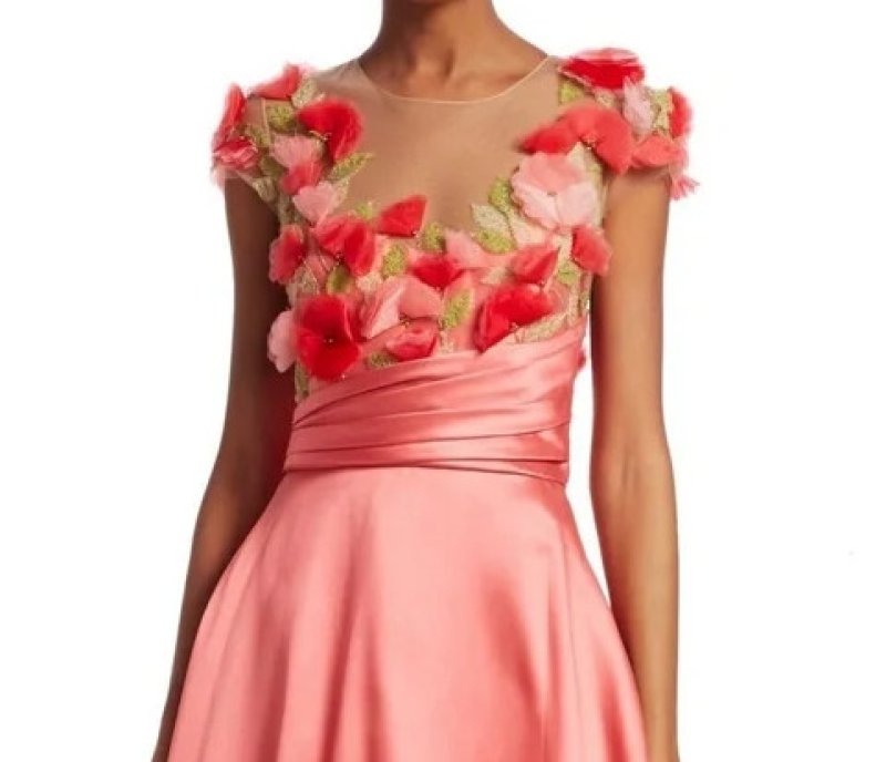 画像4: Marchesa Notte コーラル フラワーアップリケ ボールガウン｜マルケッサノッテ イブニングドレス (4)