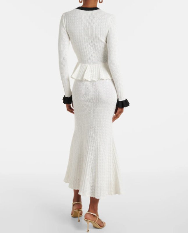 画像2: 【パリスヒルトン愛用】Self Portrait セルフポートレート｜Pointelle ペプラム ニットミディドレス（ (2)