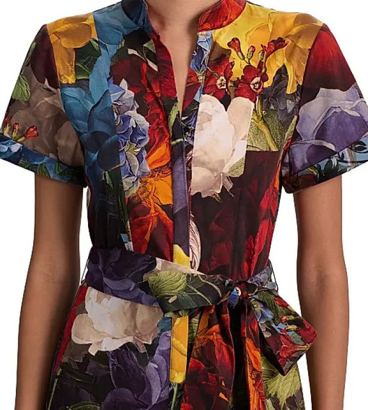 画像4: Alice + Olivia アリスアンドオリビア Lucy フローラル ロールスリーブ シャツドレス (4)