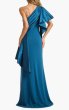 画像2:  Tadashi Shoji  タダシショージ　Santa Fe Draped Flounce Gown ブルー、グリーン系 (2)