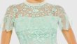 画像4: Mac Duggal ミントグリーン フローラル刺繍 ラッフルキャップスリーブ ミディドレス (4)
